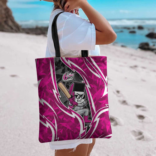 Sydney Sixers Tote Bag Flaming Lightning Storm Geometric Sports Mascot Art