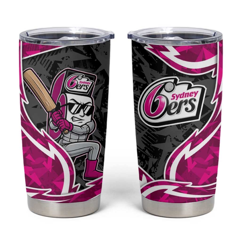 Sydney Sixers Tumbler Cup Flaming Lightning Storm Geometric Sports Mascot Art