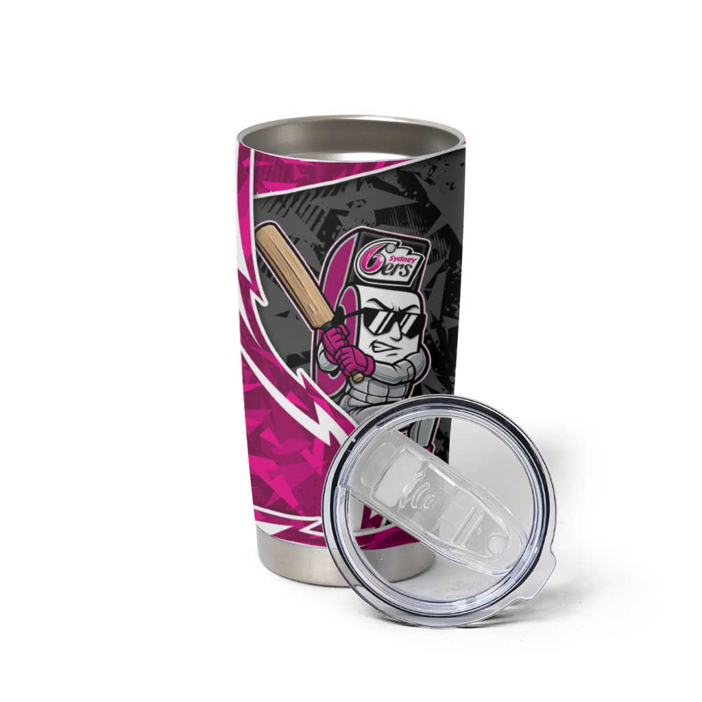 Sydney Sixers Tumbler Cup Flaming Lightning Storm Geometric Sports Mascot Art