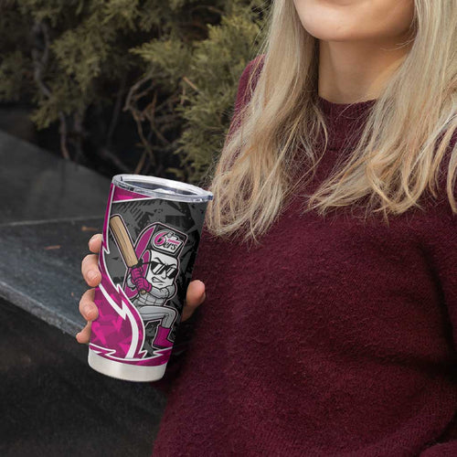 Sydney Sixers Tumbler Cup Flaming Lightning Storm Geometric Sports Mascot Art