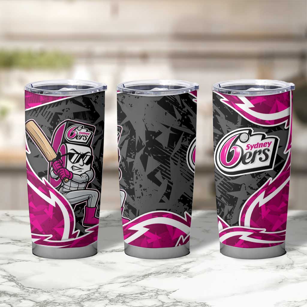 Sydney Sixers Tumbler Cup Flaming Lightning Storm Geometric Sports Mascot Art