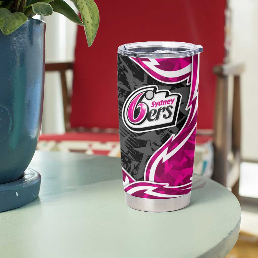 Sydney Sixers Tumbler Cup Flaming Lightning Storm Geometric Sports Mascot Art