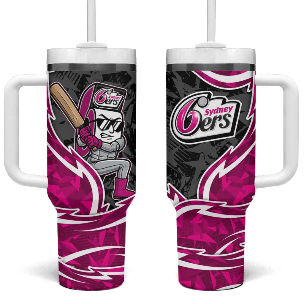 Sydney Sixers Tumbler With Handle Flaming Lightning Storm Geometric Sports Mascot Art