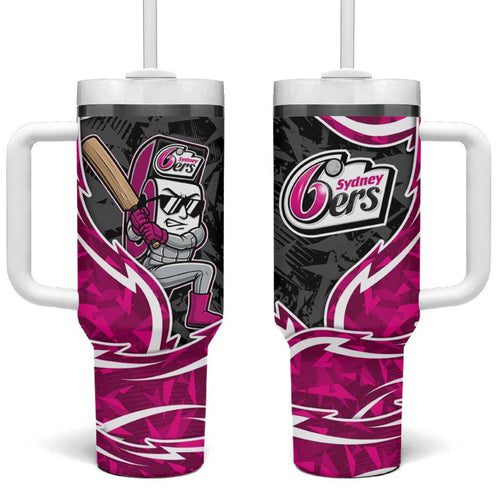 Sydney Sixers Tumbler With Handle Flaming Lightning Storm Geometric Sports Mascot Art