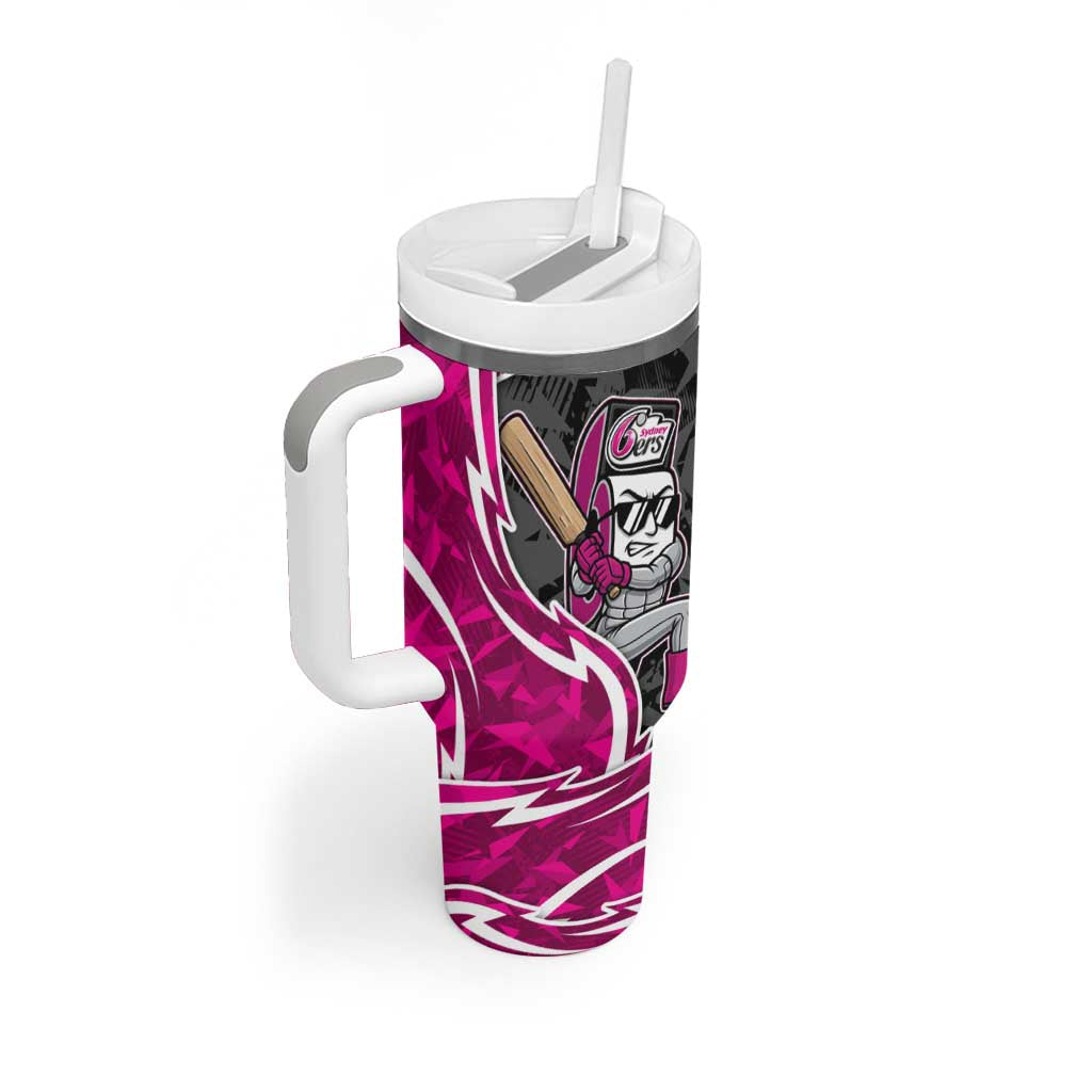 Sydney Sixers Tumbler With Handle Flaming Lightning Storm Geometric Sports Mascot Art