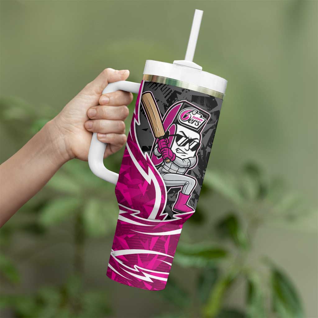 Sydney Sixers Tumbler With Handle Flaming Lightning Storm Geometric Sports Mascot Art