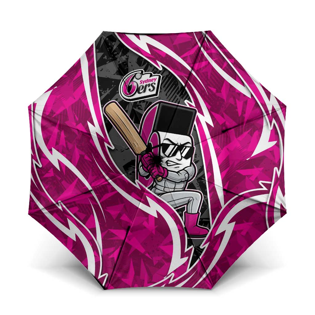 Sydney Sixers Umbrella Flaming Lightning Storm Geometric Sports Mascot Art
