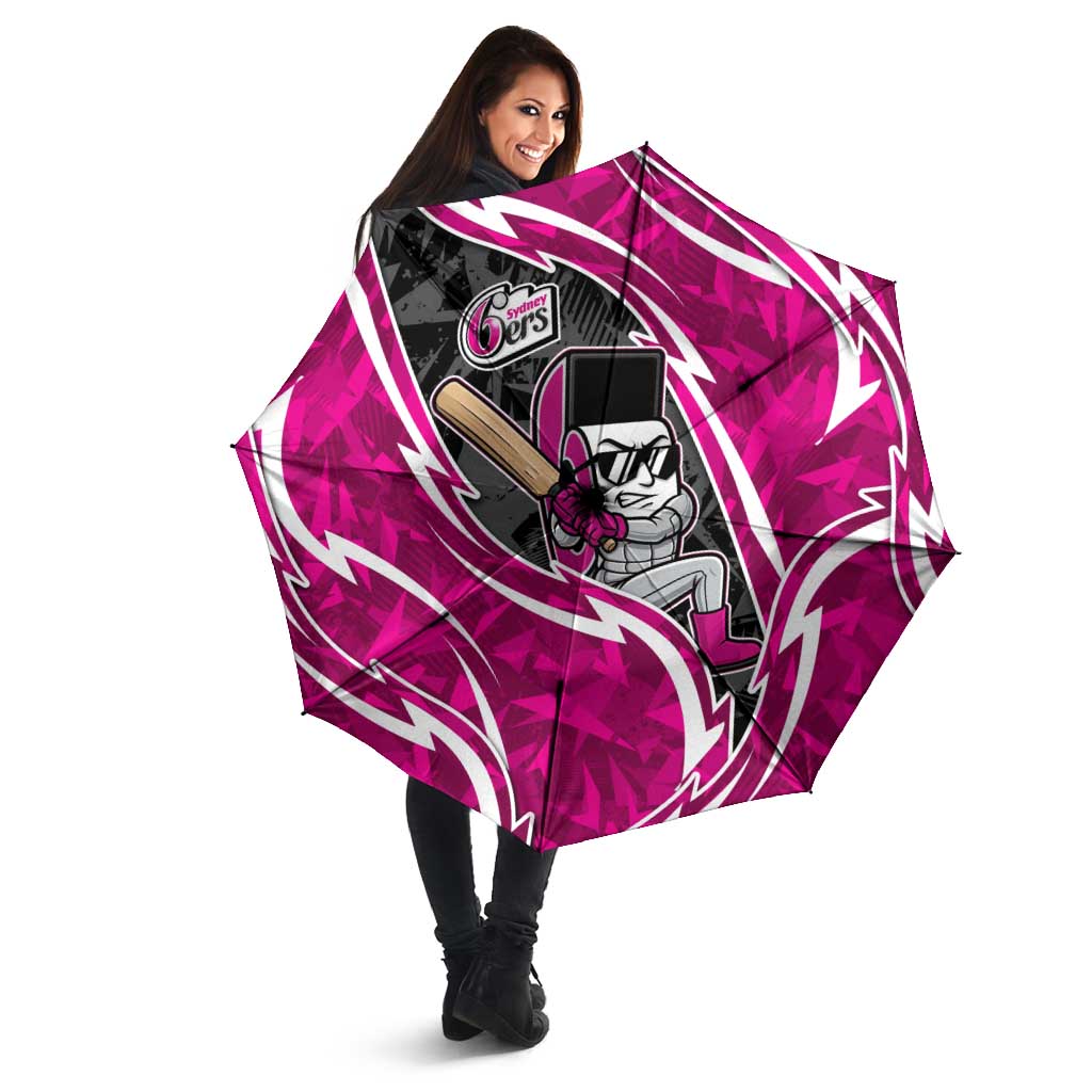 Sydney Sixers Umbrella Flaming Lightning Storm Geometric Sports Mascot Art