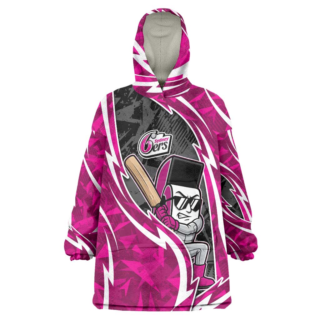 Sydney Sixers Wearable Blanket Hoodie Flaming Lightning Storm Geometric Sports Mascot Art