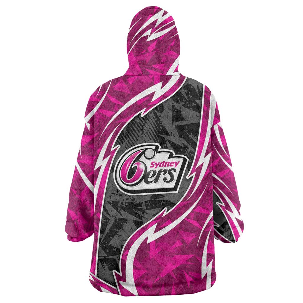 Sydney Sixers Wearable Blanket Hoodie Flaming Lightning Storm Geometric Sports Mascot Art