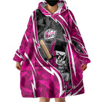 Sydney Sixers Wearable Blanket Hoodie Flaming Lightning Storm Geometric Sports Mascot Art