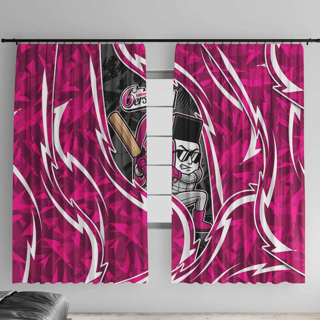 Sydney Sixers Window Curtain Flaming Lightning Storm Geometric Sports Mascot Art