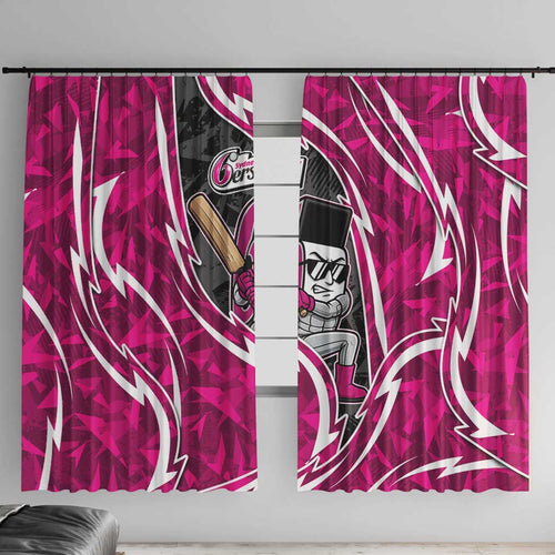 Sydney Sixers Window Curtain Flaming Lightning Storm Geometric Sports Mascot Art