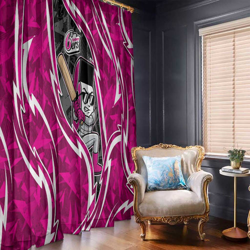 Sydney Sixers Window Curtain Flaming Lightning Storm Geometric Sports Mascot Art