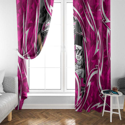 Sydney Sixers Window Curtain Flaming Lightning Storm Geometric Sports Mascot Art