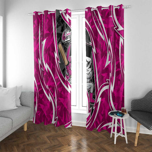Sydney Sixers Window Curtain Flaming Lightning Storm Geometric Sports Mascot Art