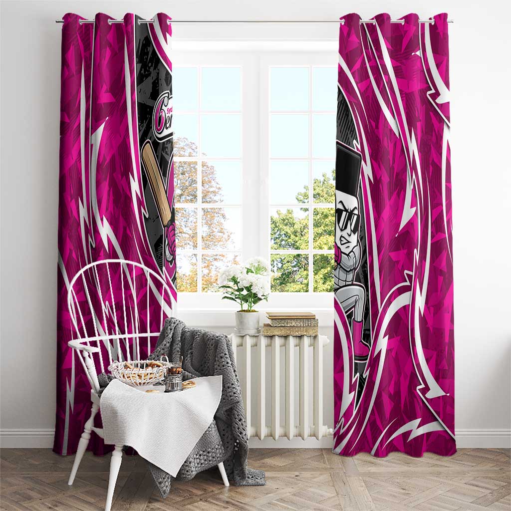 Sydney Sixers Window Curtain Flaming Lightning Storm Geometric Sports Mascot Art