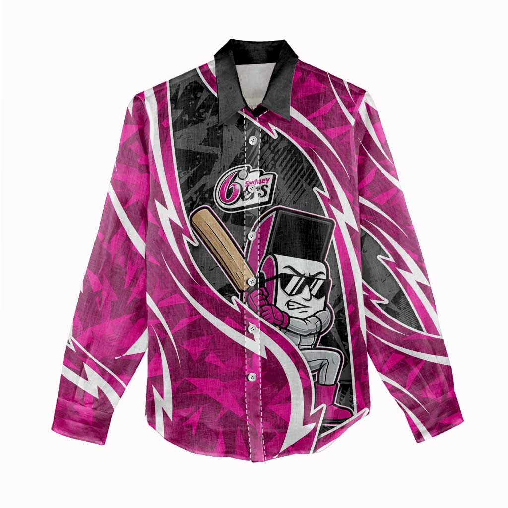 Sydney Sixers Women Casual Shirt Flaming Lightning Storm Geometric Sports Mascot Art