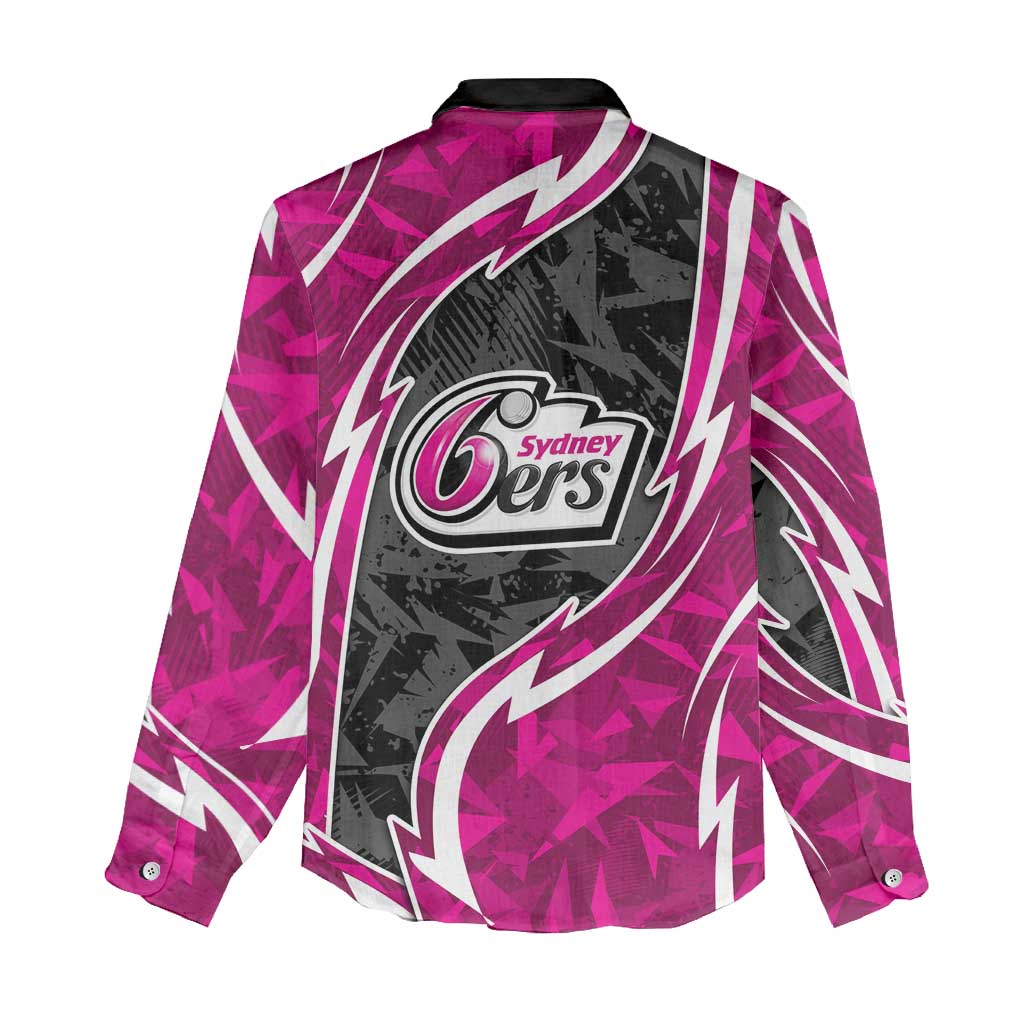 Sydney Sixers Women Casual Shirt Flaming Lightning Storm Geometric Sports Mascot Art