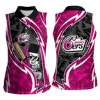 Sydney Sixers Women Sleeveless Polo Shirt Flaming Lightning Storm Geometric Sports Mascot Art
