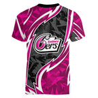 Sydney Sixers Women V-Neck T-Shirt Flaming Lightning Storm Geometric Sports Mascot Art