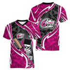 Sydney Sixers Women V-Neck T-Shirt Flaming Lightning Storm Geometric Sports Mascot Art