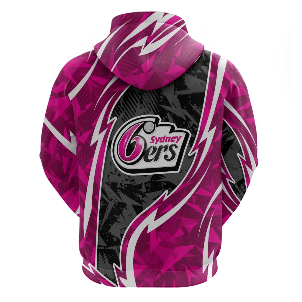 Sydney Sixers Zip Hoodie Flaming Lightning Storm Geometric Sports Mascot Art
