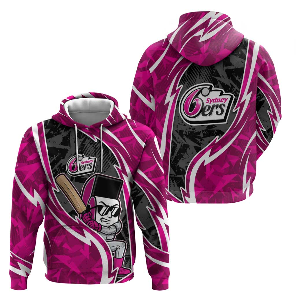Sydney Sixers Zip Hoodie Flaming Lightning Storm Geometric Sports Mascot Art