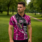 Sydney Sixers Zipper Polo Shirt Flaming Lightning Storm Geometric Sports Mascot Art