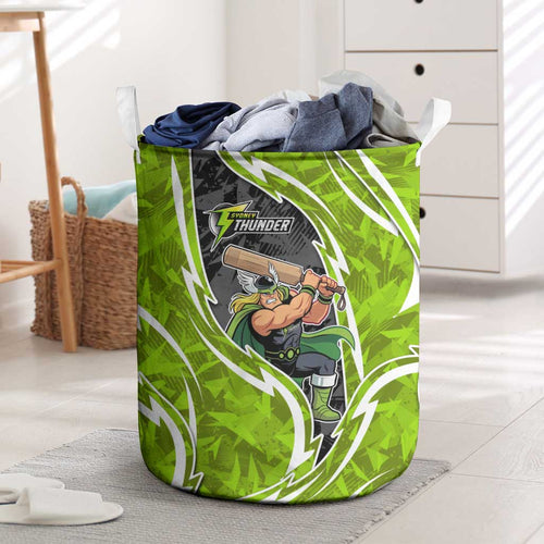 Sydney Thunder Laundry Basket Flaming Lightning Storm Geometric Sports Mascot Art