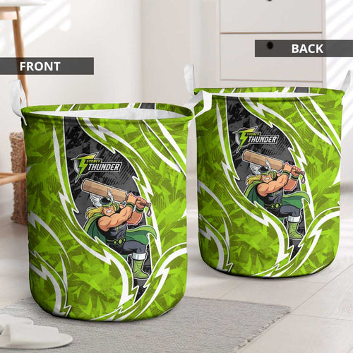 Sydney Thunder Laundry Basket Flaming Lightning Storm Geometric Sports Mascot Art