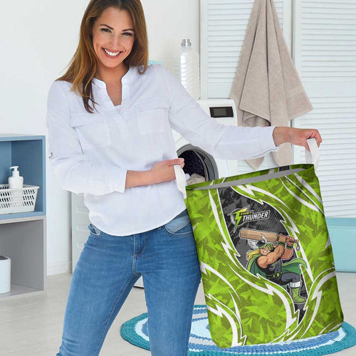 Sydney Thunder Laundry Basket Flaming Lightning Storm Geometric Sports Mascot Art