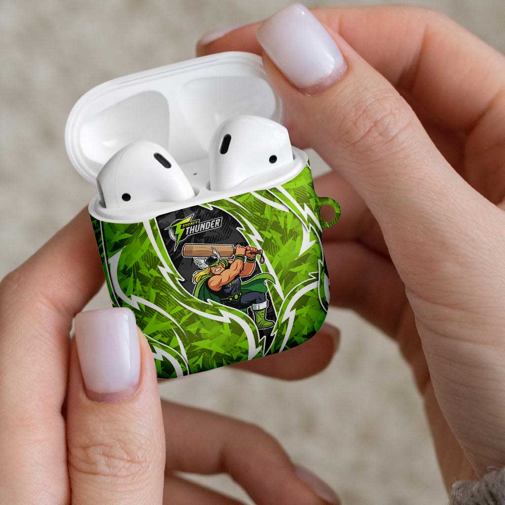 Sydney Thunder AirPods Case Flaming Lightning Storm Geometric Sports Mascot Art