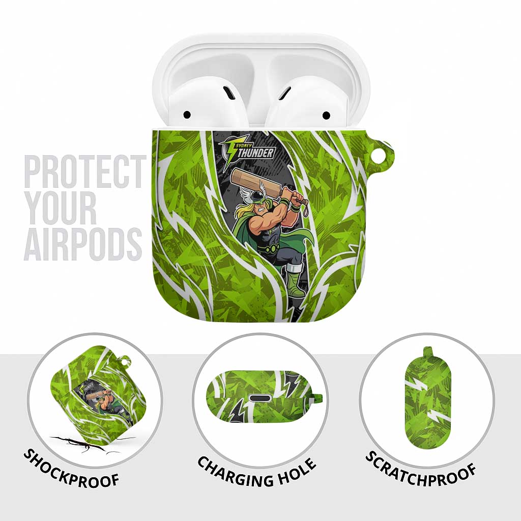 Sydney Thunder AirPods Case Flaming Lightning Storm Geometric Sports Mascot Art