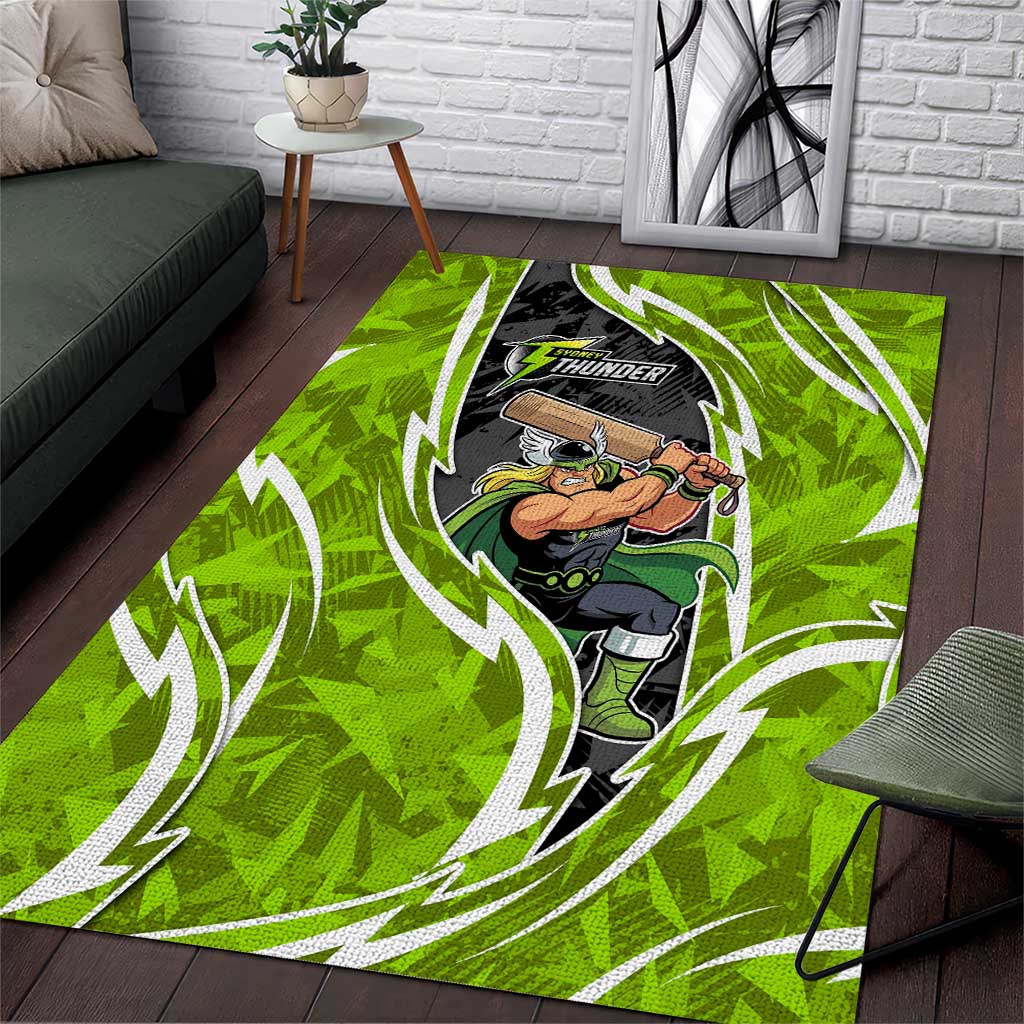 Sydney Thunder Area Rug Flaming Lightning Storm Geometric Sports Mascot Art