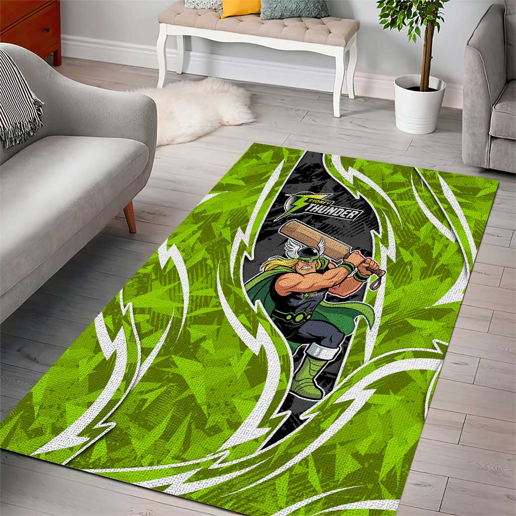 Sydney Thunder Area Rug Flaming Lightning Storm Geometric Sports Mascot Art