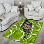 Sydney Thunder Area Rug Flaming Lightning Storm Geometric Sports Mascot Art