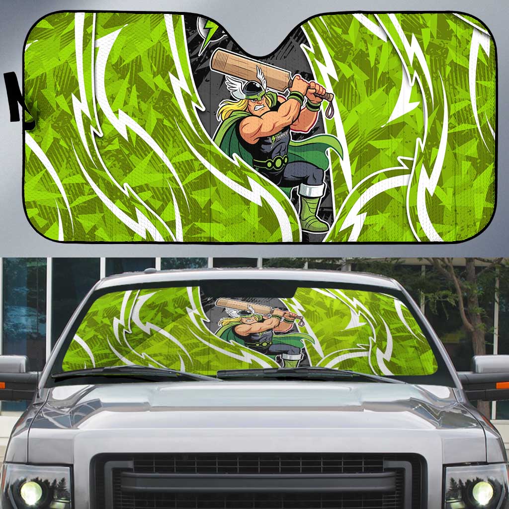 Sydney Thunder Auto Sun Shade Flaming Lightning Storm Geometric Sports Mascot Art