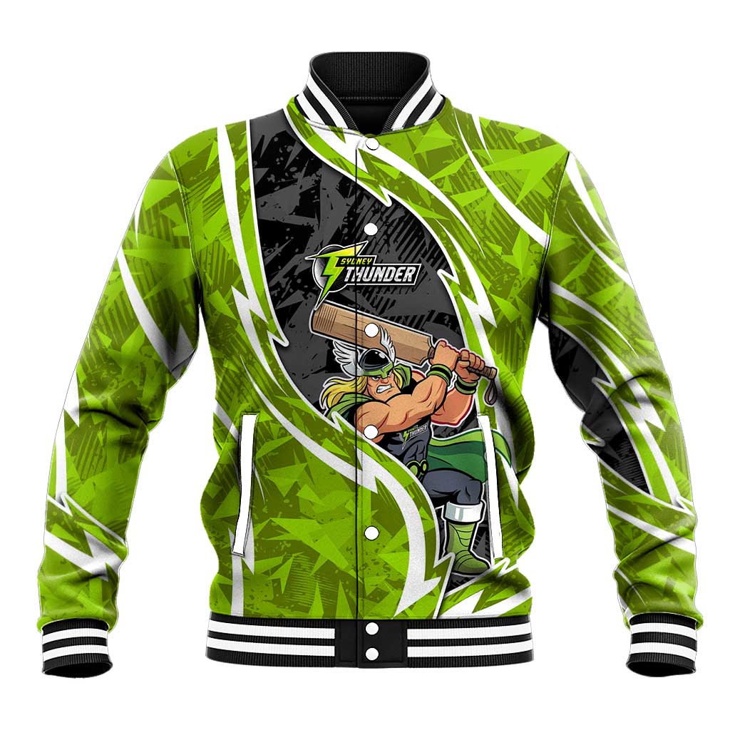Sydney Thunder Baseball Jacket Flaming Lightning Storm Geometric Sports Mascot Art