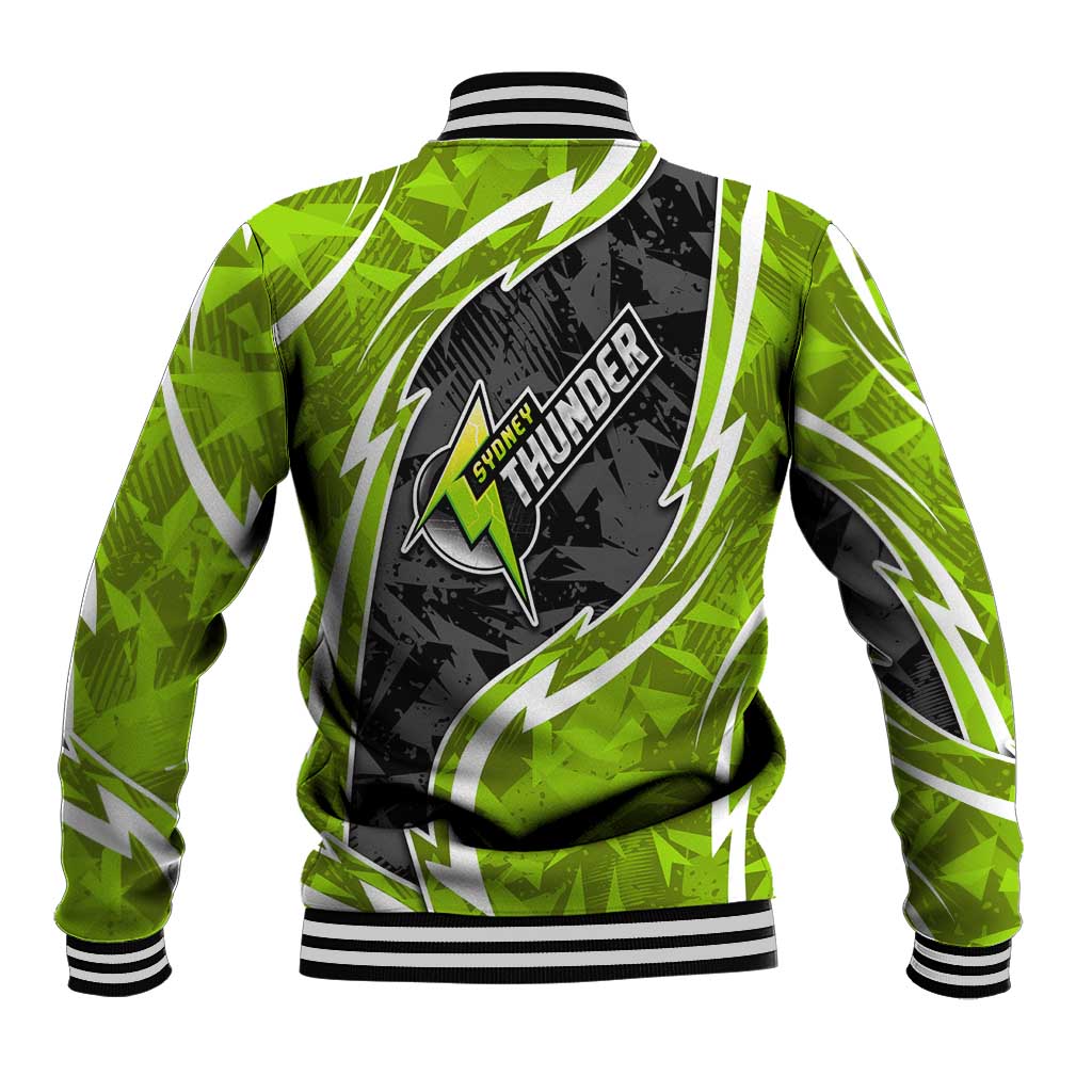 Sydney Thunder Baseball Jacket Flaming Lightning Storm Geometric Sports Mascot Art
