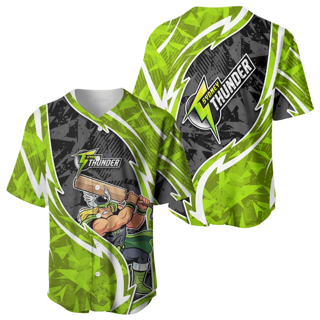 Sydney Thunder Baseball Jersey Flaming Lightning Storm Geometric Sports Mascot Art