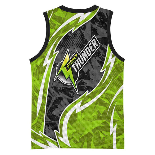 Sydney Thunder Basketball Jersey Flaming Lightning Storm Geometric Sports Mascot Art