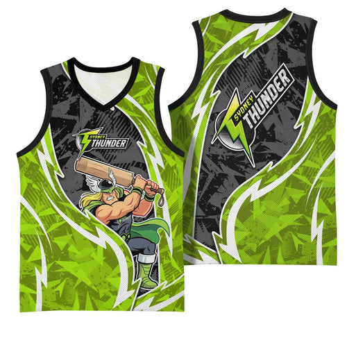 Sydney Thunder Basketball Jersey Flaming Lightning Storm Geometric Sports Mascot Art