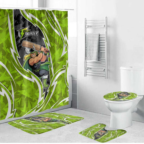 Sydney Thunder Bathroom Set Flaming Lightning Storm Geometric Sports Mascot Art
