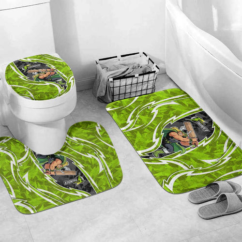 Sydney Thunder Bathroom Set Flaming Lightning Storm Geometric Sports Mascot Art
