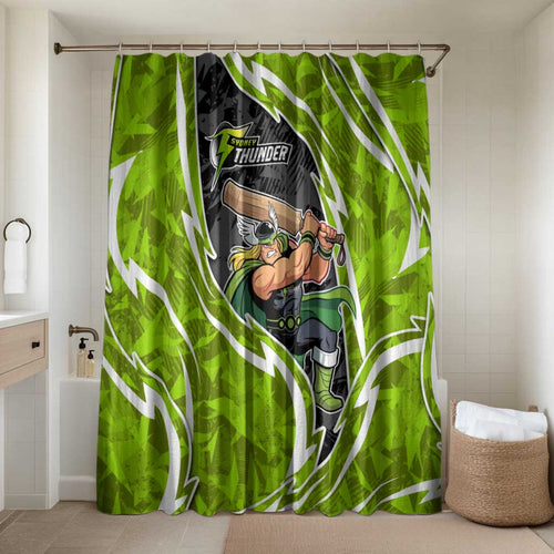 Sydney Thunder Bathroom Set Flaming Lightning Storm Geometric Sports Mascot Art
