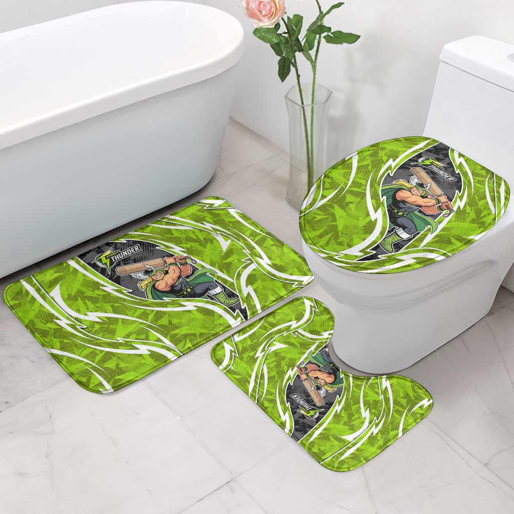 Sydney Thunder Bathroom Set Flaming Lightning Storm Geometric Sports Mascot Art