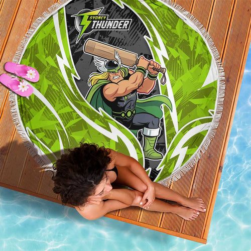 Sydney Thunder Beach Blanket Flaming Lightning Storm Geometric Sports Mascot Art