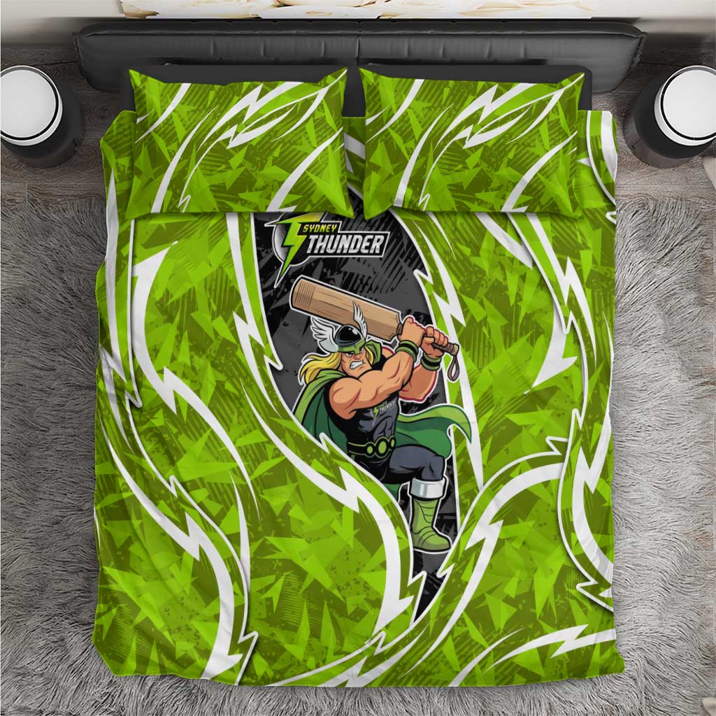 Sydney Thunder Bedding Set Flaming Lightning Storm Geometric Sports Mascot Art