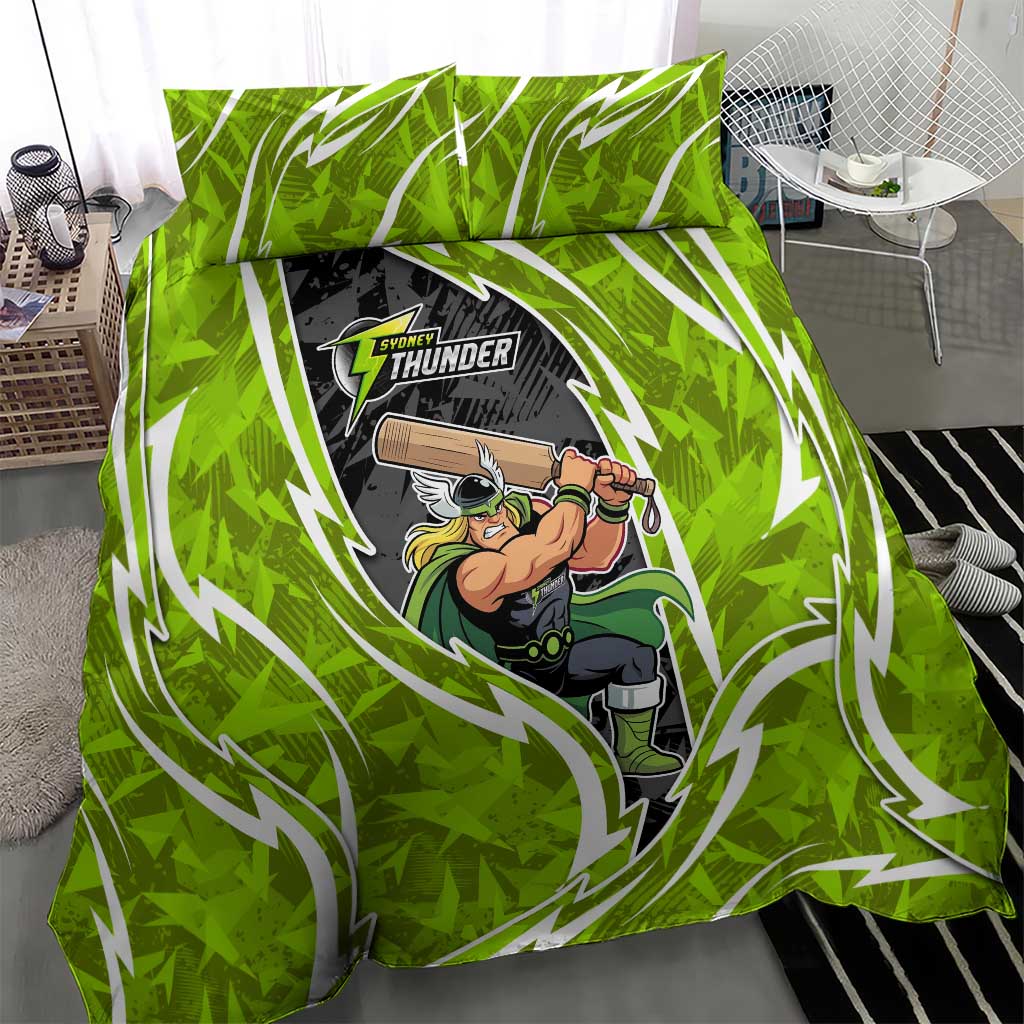 Sydney Thunder Bedding Set Flaming Lightning Storm Geometric Sports Mascot Art